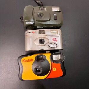 Kodak Agfa Studio Disposable Camera Lot 3pc Vintage 35mm Film Exposed  Expired